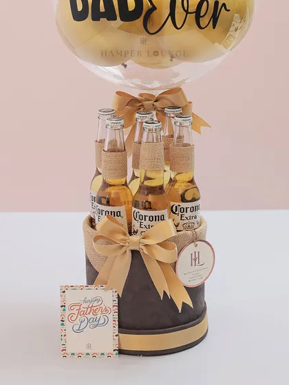 The full view of the "Best Dad Ever" beer hamper, a simple yet perfect gift for the dad who loves a good brew.