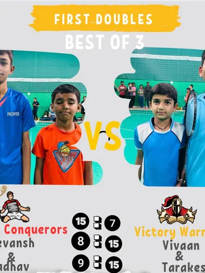 A First Doubles match from Day 2. A three-set battle won by the Victory Warriors.