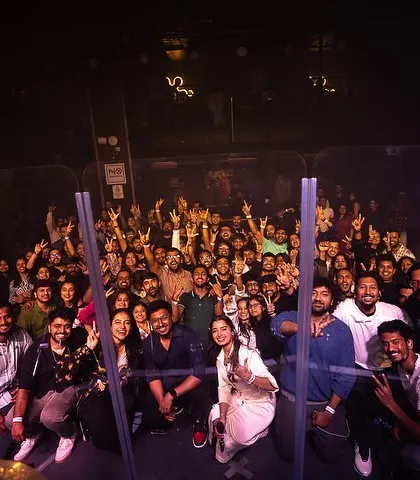 A group photo from the stage with the amazing audience and the entire Gigman Live Collective. These are the memories we play for.