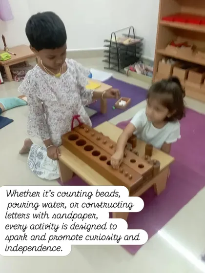 Whether it's counting beads, pouring water, or constructing letters with sandpaper, every activity in our classroom is designed to spark curiosity and promote independence.