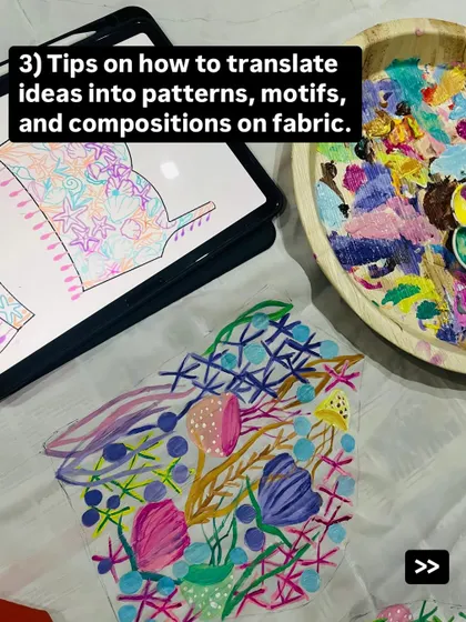 A look at the design process for fabric painting, from digital sketch to painted sample. I teach how to translate ideas into patterns.