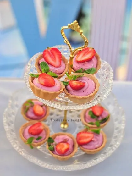 Fresh strawberry tarts that were part of the "Around the World" dessert table.