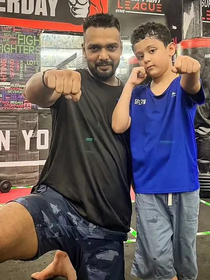 Birthday boy. Celebrating with one of our youngest students in the gym.