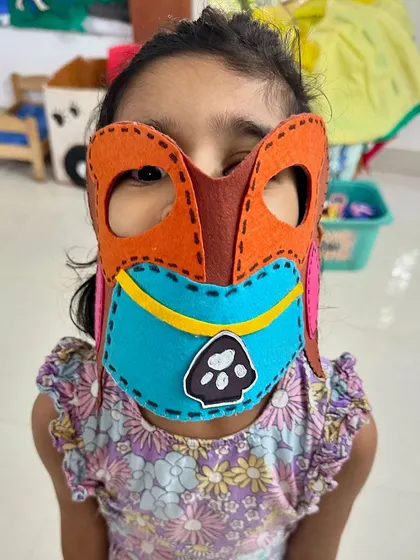 Another adorable, handmade mask ready for a rescue mission. These creations, made from simple materials like felt, are a testament to the creativity and dedication of our team.