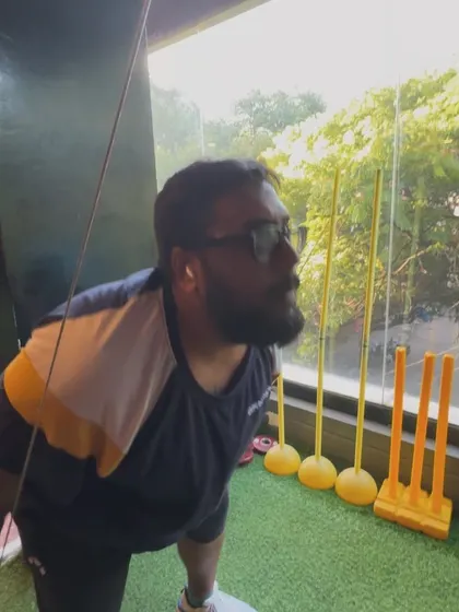 A client works on cricket-specific drills in our facility.