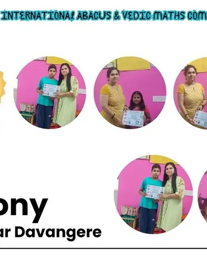 A collage from our award ceremony at Vidhyanagar, Davangere, for the 12th Open International Abacus & Vedic Maths Competition.