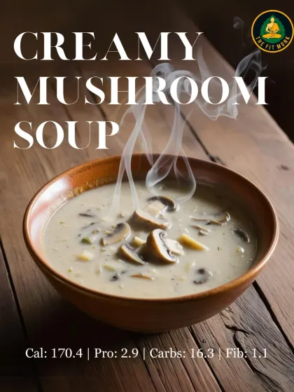 Indulge in my Creamy Mushroom Soup. It's rich and satisfying, yet still macro-friendly, offering a comforting taste without the guilt.
