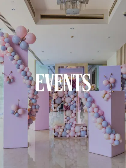 An image representing the wide world of events we style, from birthdays to corporate launches, showcased by this elegant pastel installation.