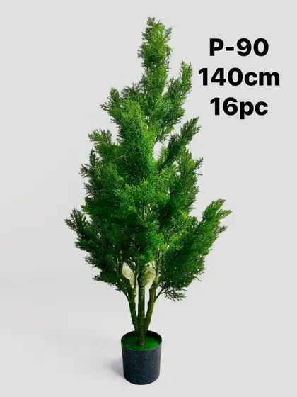 A 140cm tall artificial cypress tree, ideal for creating formal-looking entranceways or for use in event decor.