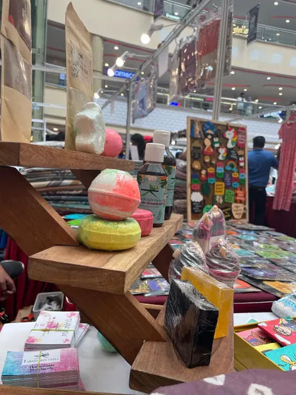My offline stall set up at Express Avenue Mall in Chennai. It was a great experience to meet so many new customers and talk about natural skincare.