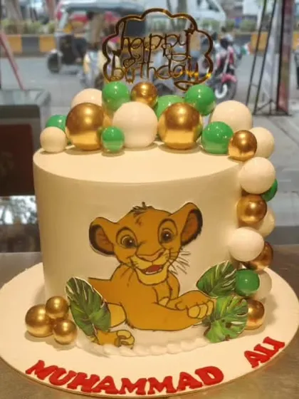 Celebrate with the king of the pride lands. I offer various Lion King and Simba themed cakes, from two-tiered designs to single-tier creations, perfect for a jungle-themed party.