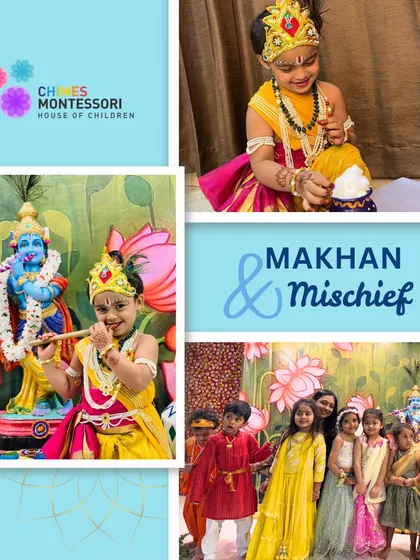 Makhan and mischief. Dressed as little Krishnas, our children playfully re-enact stories, connecting with the festival's traditions in a fun and memorable way.