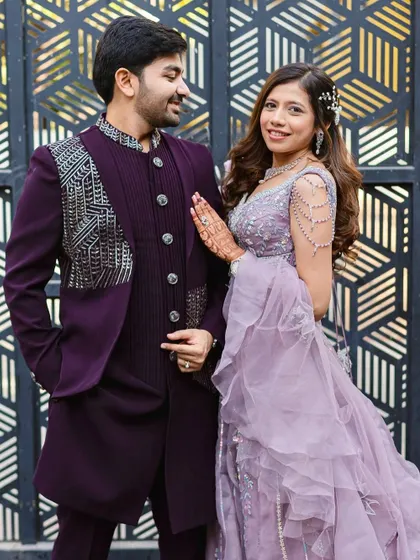 A lovely couple shot from the engagement. The bride's soft and subtle makeup looks beautiful next to her groom.