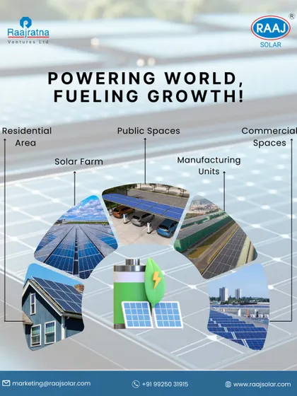 We are powering the world and fueling growth across all sectors. This graphic illustrates our diverse capabilities, from residential areas and solar farms to public spaces and manufacturing units.