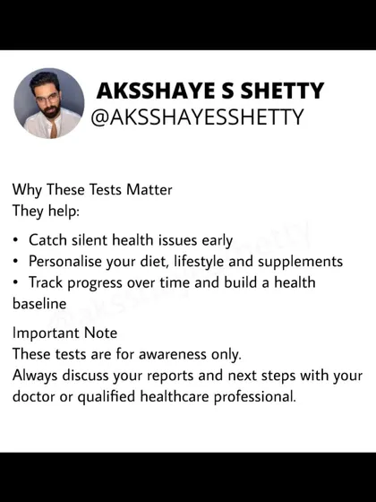 Why do these blood tests matter? They help catch silent health issues early, allow us to personalize your diet and lifestyle plan, and track your progress over time. Always discuss the results with your doctor.