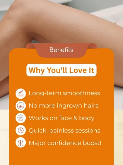 The benefits of laser hair reduction go beyond just removing hair. My clients love the long-term smoothness, the end of painful ingrown hairs, and the confidence boost that comes with it. The sessions are quick and much more comfortable than waxing.
