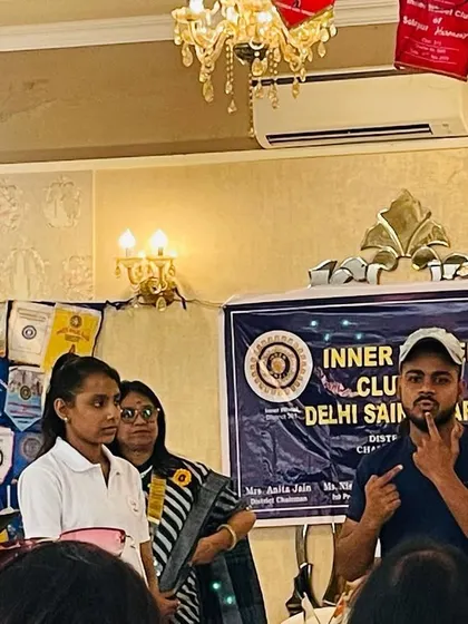 A close-up of me demonstrating a pressure point technique during the community workshop. These are simple moves that can create a window of opportunity to escape.