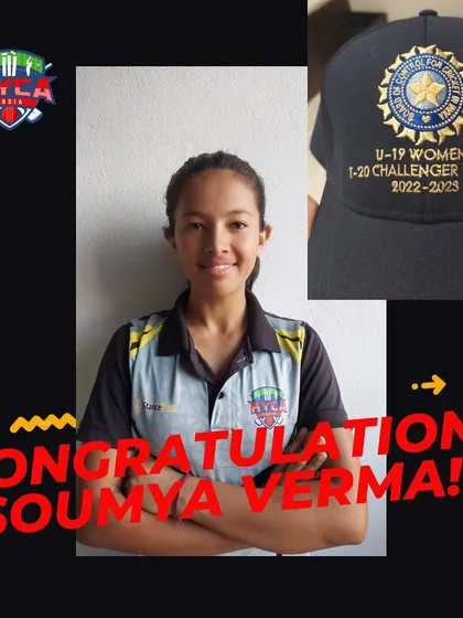 Another milestone for women's cricket at our academy. We congratulate Soumya Verma on her selection for the prestigious India U-19 Challenger Trophy.