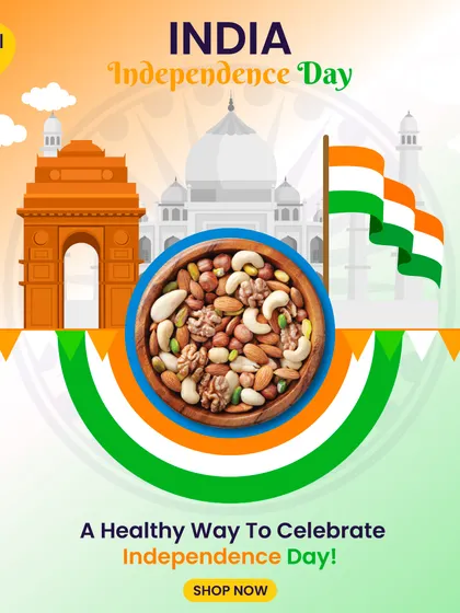Here is a healthy way to celebrate Independence Day. A bowl of my premium mixed nuts set against the backdrop of Indian landmarks.