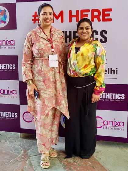 Dr. Kritika Pandey and Dr. Itishree Gupta at the Aesthetics Delhi conference. Our doctors actively participate in industry events to exchange knowledge and bring the best practices back to our clinics.