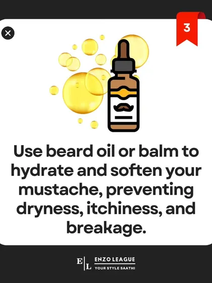 Just like your skin, your moustache needs hydration. Using a quality beard oil or balm will prevent dryness and itchiness while keeping the hair soft and manageable.