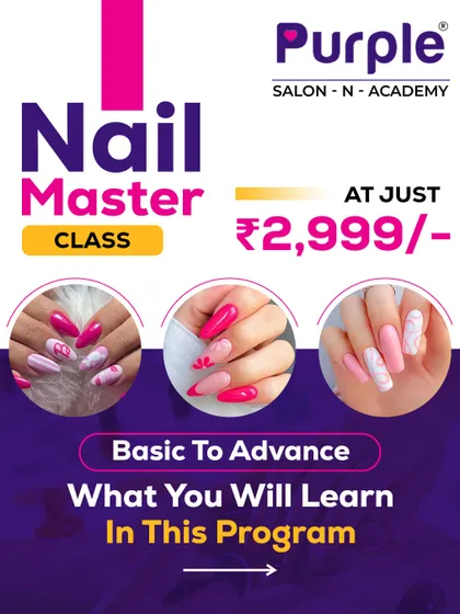 Our Nail Master Class is the perfect way to turn your passion into a profession. This poster highlights our affordable, all-inclusive program that covers everything you need to know to become a nail artist.
