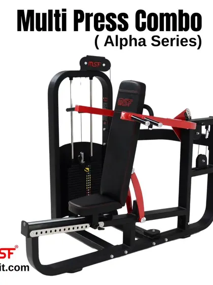 The Alpha Series Multi Press Combo with the bench adjusted for an incline press.