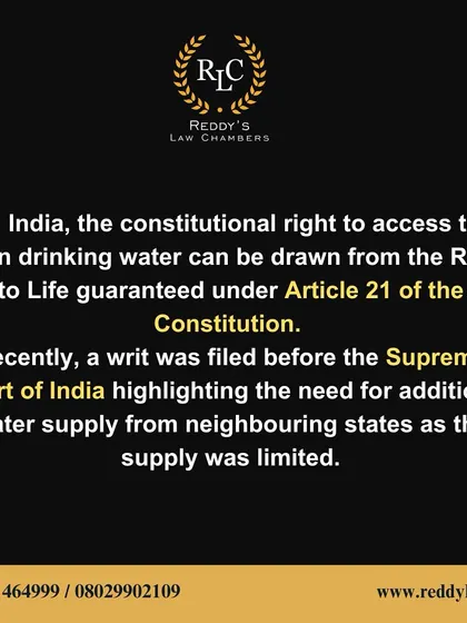 In India, the right to access clean drinking water is derived from the Right to Life under Article 21 of the Constitution. I explain how this was recently invoked in a Supreme Court case concerning water scarcity.