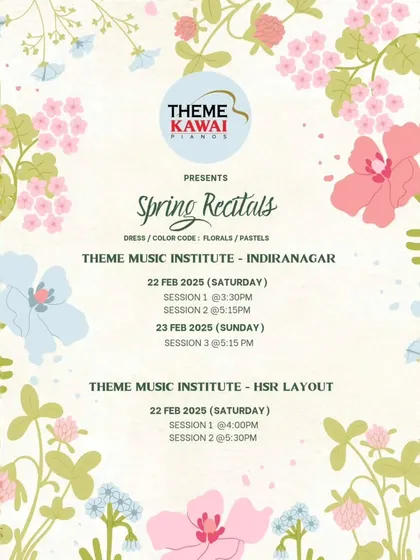 Announcing our Spring Recital weekend. We hold recitals seasonally, providing regular performance opportunities for students at both our Indiranagar and HSR Layout branches.