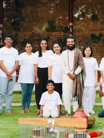 A group photo with the graduates of my sound healing course, now certified healers.