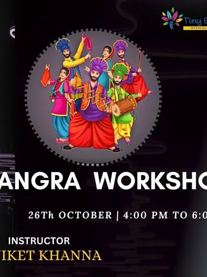 The official poster for one of my popular Bhangra workshops. I regularly host these sessions for anyone looking to learn this energetic dance form in a fun and supportive environment.