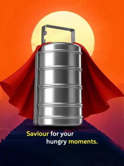 Saviour for your hungry moments. My steel tiffin is here to rescue your day from hunger, complete with a superhero cape.