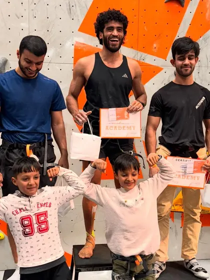 The winners of the Men's Category Speed Climbing Competition! The speed and strength on display were incredible. Congratulations to our champions.