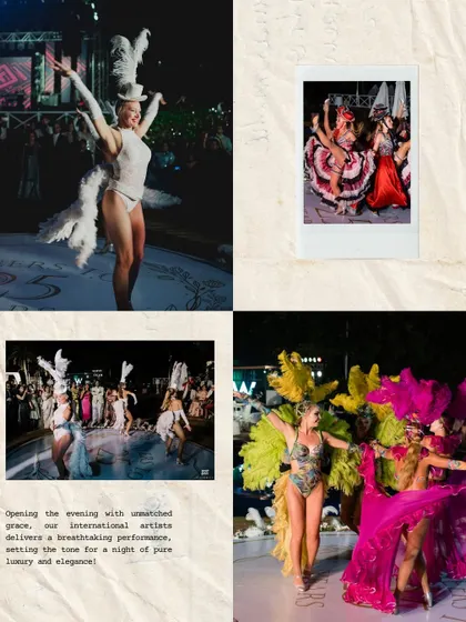 A collage of the international dancers who performed at the "Foreverland" anniversary party, adding a touch of grace and luxury.