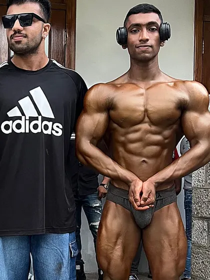 Standing with my 18-year-old client after his first show. Guiding the next generation of natural competitors is a passion of mine.
