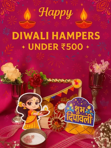 Great gifting doesn't always need a big budget! We design beautiful, heartfelt Diwali hampers like this one for under ₹500, filled with candles and treats, proving that thoughtfulness is what truly matters.