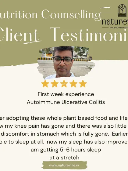 Rakesh was suffering from Ulcerative Colitis, an autoimmune condition, and was told heavy medication was the only way. Within one week of my protocols, his knee and stomach pain were gone, his sleep improved, and he could eat foods he hadn't touched in a year.