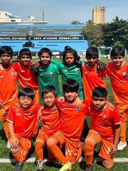 The U11 Blue team ready for their match against BBFS in the KSFA Youth Premier League.