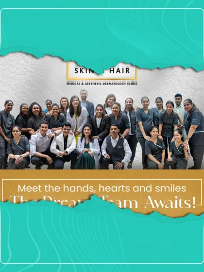 This is my dedicated team at Everything Skin & Hair. We believe that the best results come from a collaborative approach, combining our collective expertise and a shared passion for providing empathetic, excellent dermatological care.