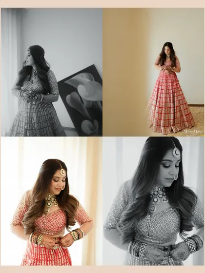 A collection of bridal portraits showing Dolly getting ready. We use a mix of color and black and white to capture her elegance and the quiet moments before the ceremony.