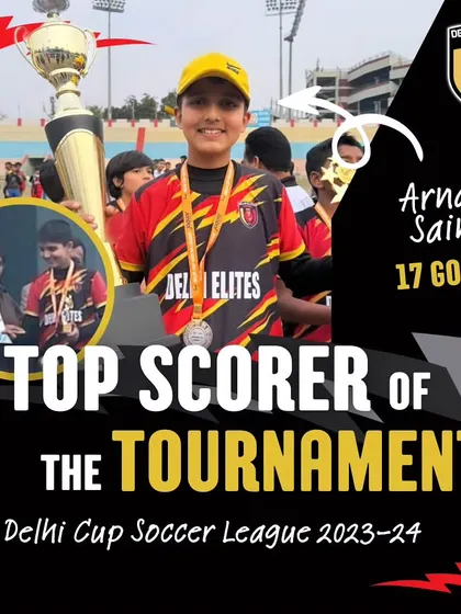 Our 11-year-old superstar Arnav Saini, who clinched the Top Scorer title at the Delhi Cup Soccer League with 17 goals.