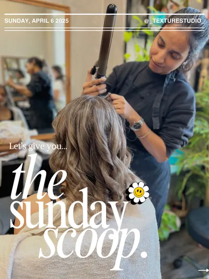 Let's give you the Sunday Scoop. A behind-the-scenes shot of our stylist working her magic, kicking off our weekly recap.