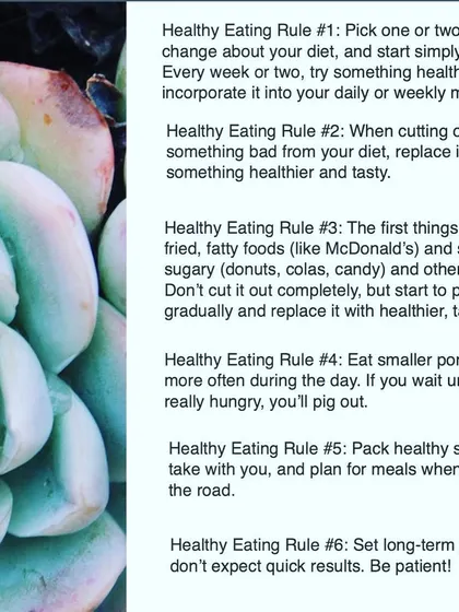 Here are six simple rules for healthy eating that I share in my workshops. From replacing unhealthy items with tasty alternatives to setting long term goals, these tips make healthy living achievable.