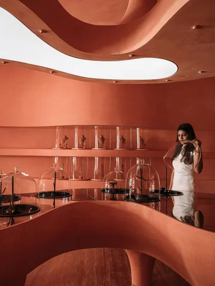 Another image from the Dezeen feature, highlighting our use of color and form in a retail project.
