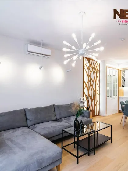 This is an example of a modern living room design that can be achieved within a practical budget. Good design is about smart choices, not just expensive ones.