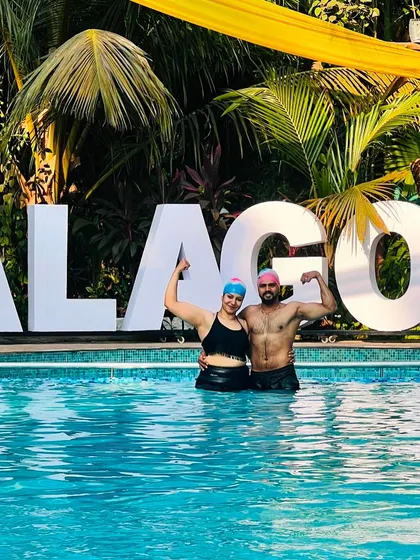 Another shot from our Goa trip. Aqua fitness isn't just for classes; it's about enjoying an active life.