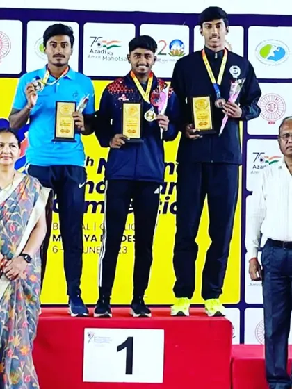 Raahil Baig on the podium at the SGFI National Athletics Championship. His bronze medal is a fantastic achievement and a reward for his consistent effort in training.