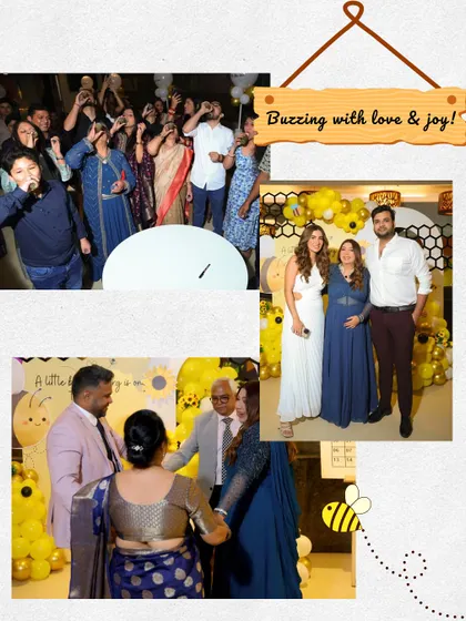 Buzzing with love and joy! These photos capture the happy moments of family and friends celebrating at the bee-themed baby shower, from the cake cutting to group pictures.