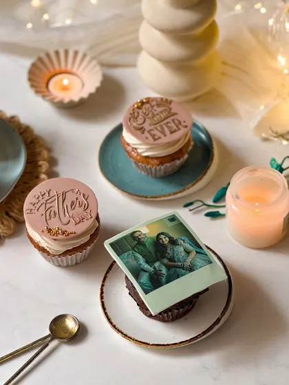 Another view of the personalized Father's Day cupcakes, showing how a cherished memory can be turned into an edible treat.