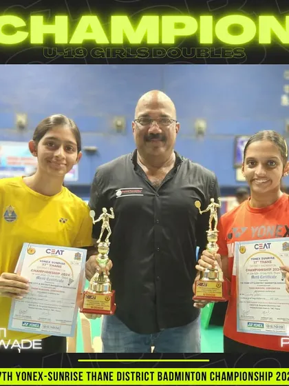 Aditi Gawade and Isha Patil, the U-19 Girls Doubles champions at the Thane District Championship.